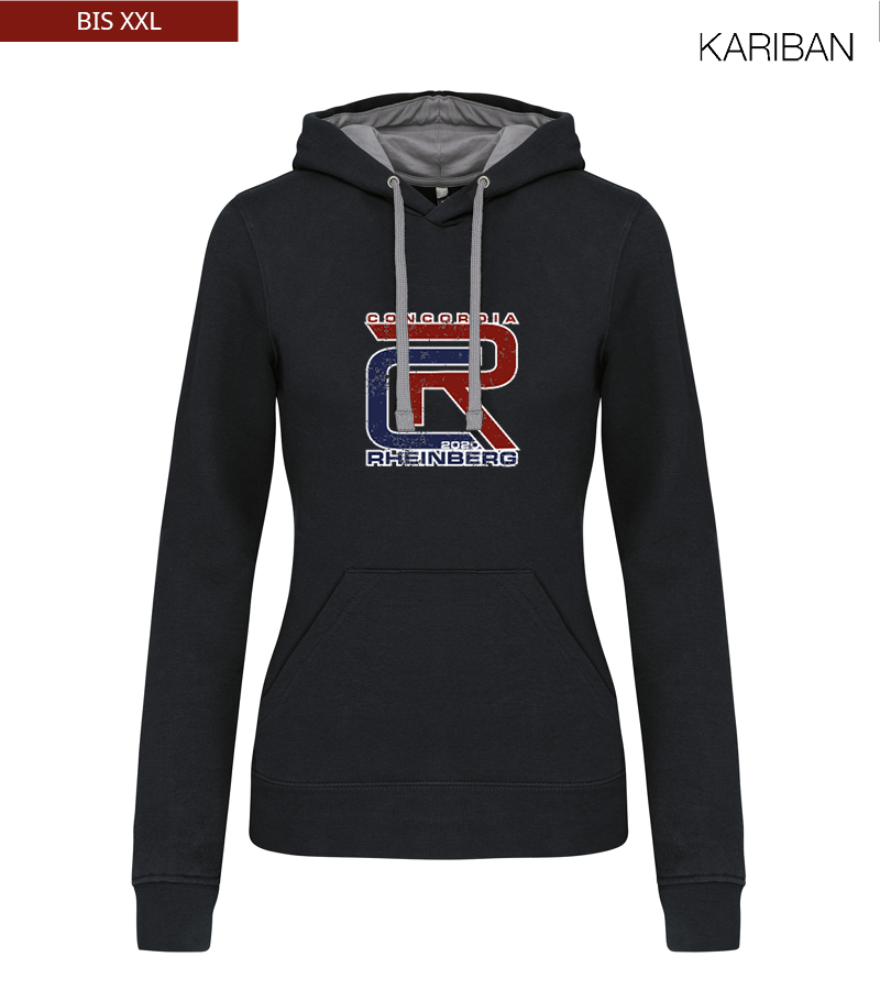 Kariban Damen Hoodie Black Fine Grey "Uwe Frontprint"